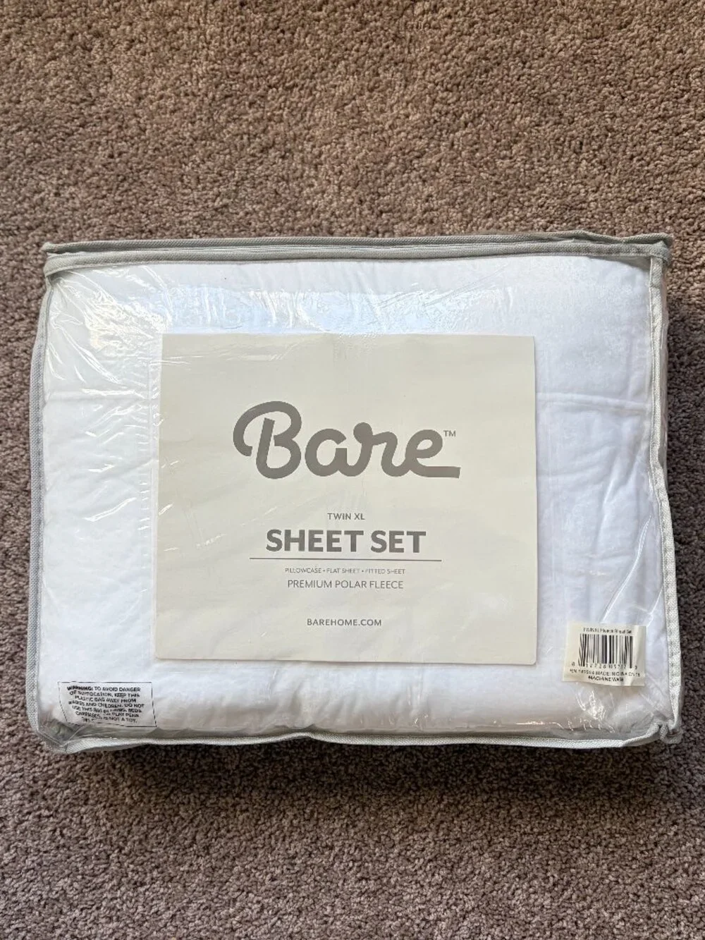 NWT Premium Polar Fleece Sheet Set By Bare Home, Twin XL, White